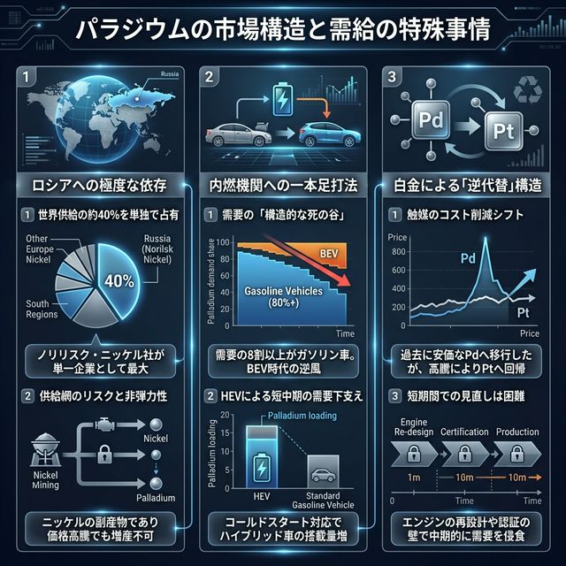 パラジウムの市場構造イメージ