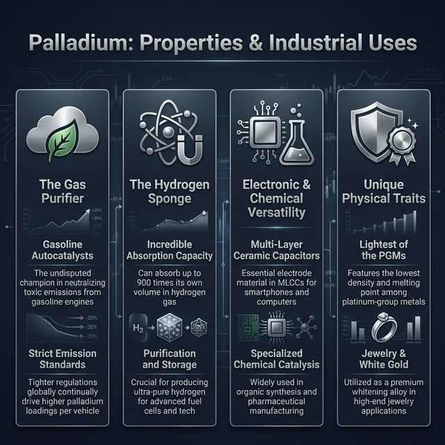 Palladium physical properties and industrial uses